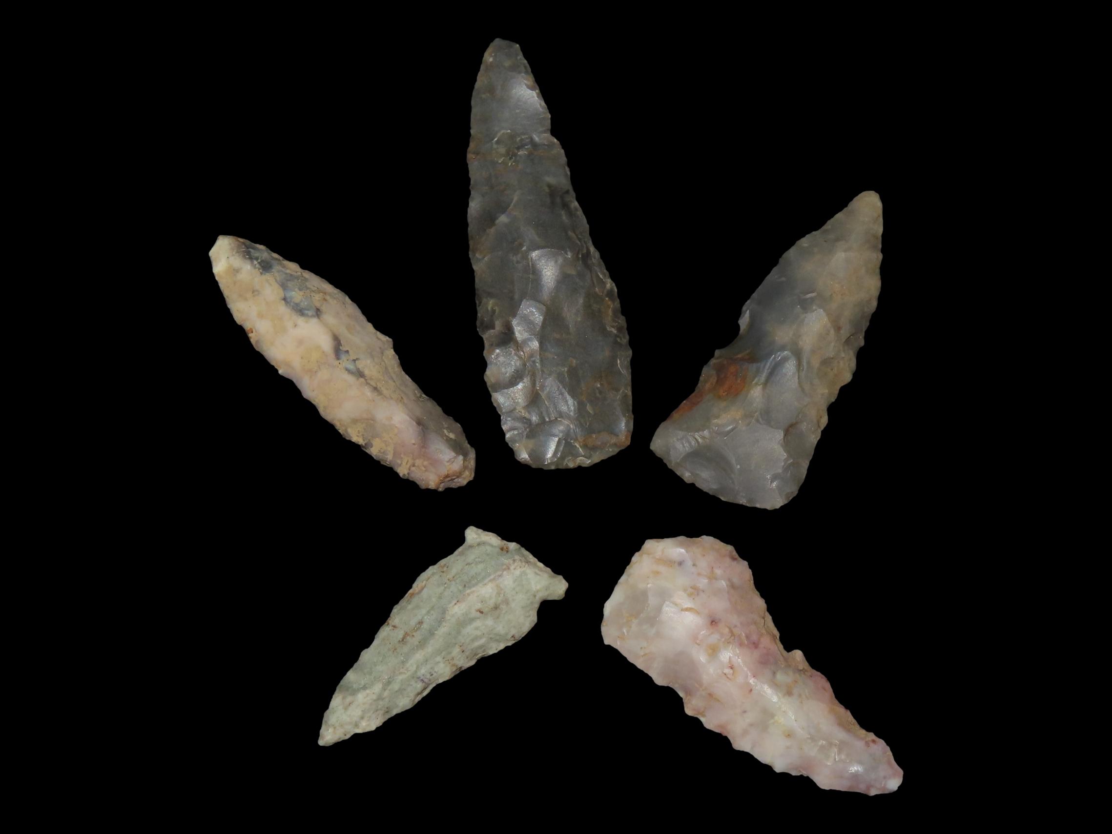 Lot of 5 Archaic Arrowheads All from Penn.