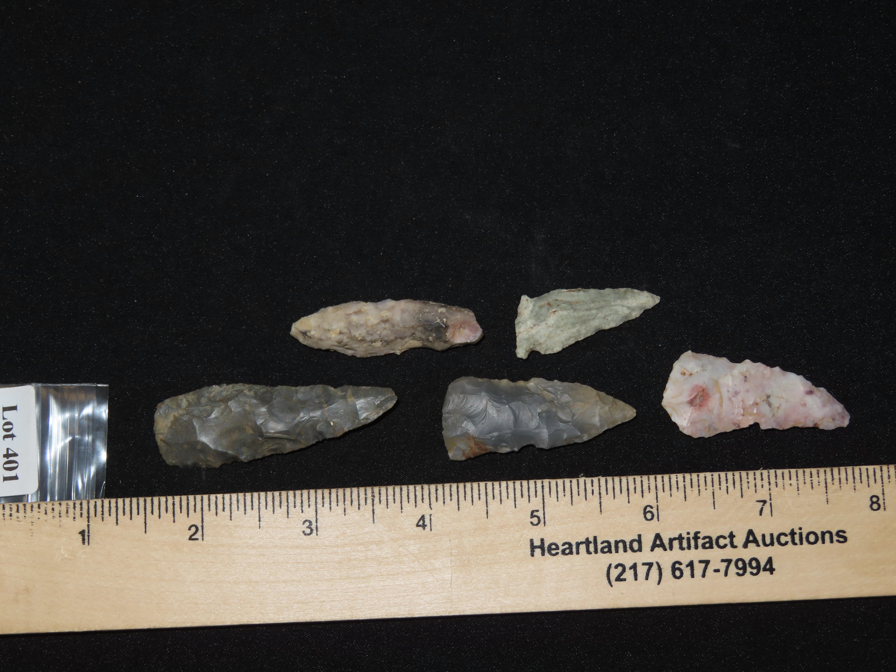Lot of 5 Archaic Arrowheads All from Penn.