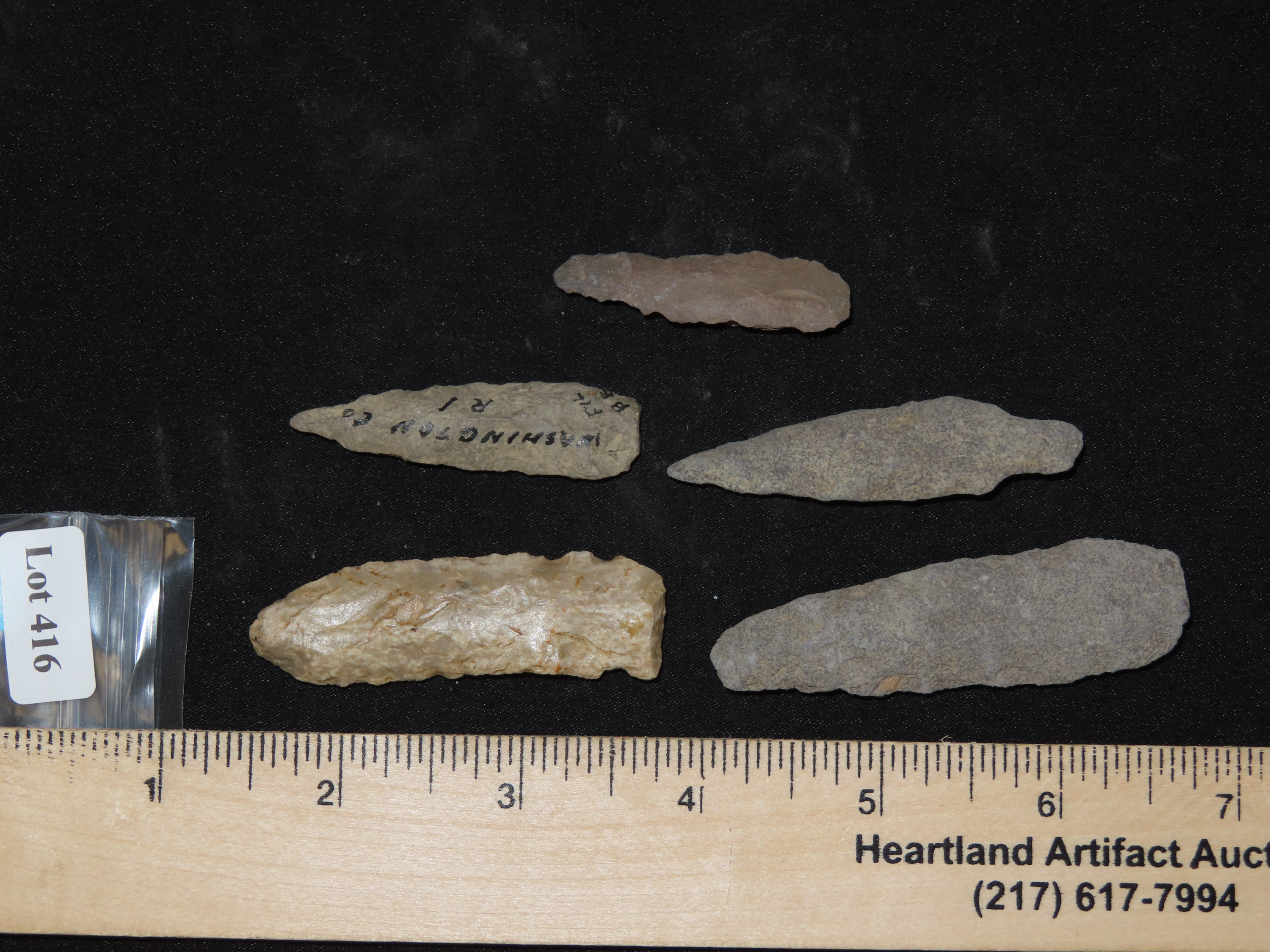 Lot of 5 Pts Archaic Arrowheads from Penn.