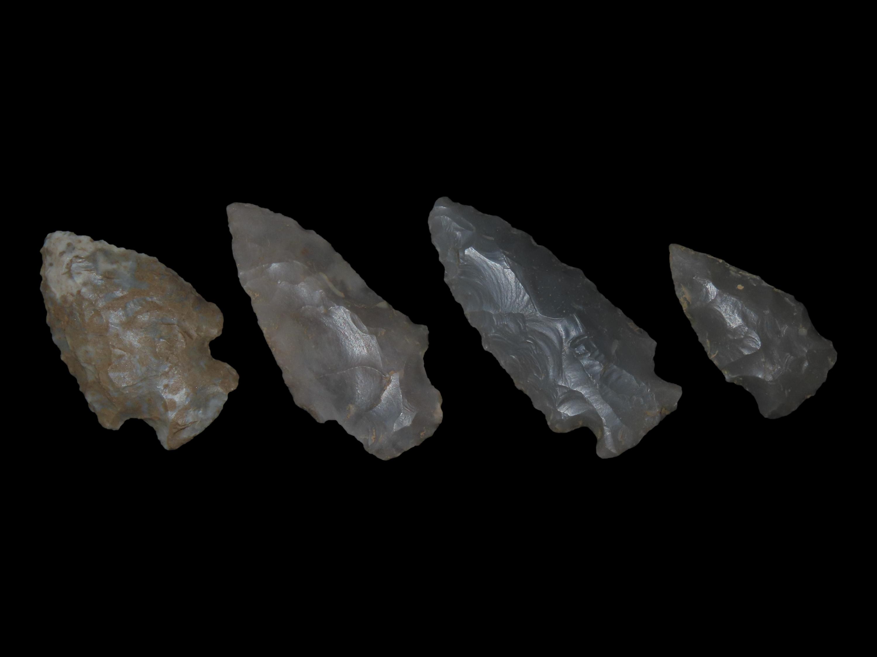 Lot of 4 Archaic Arrowheads, KY