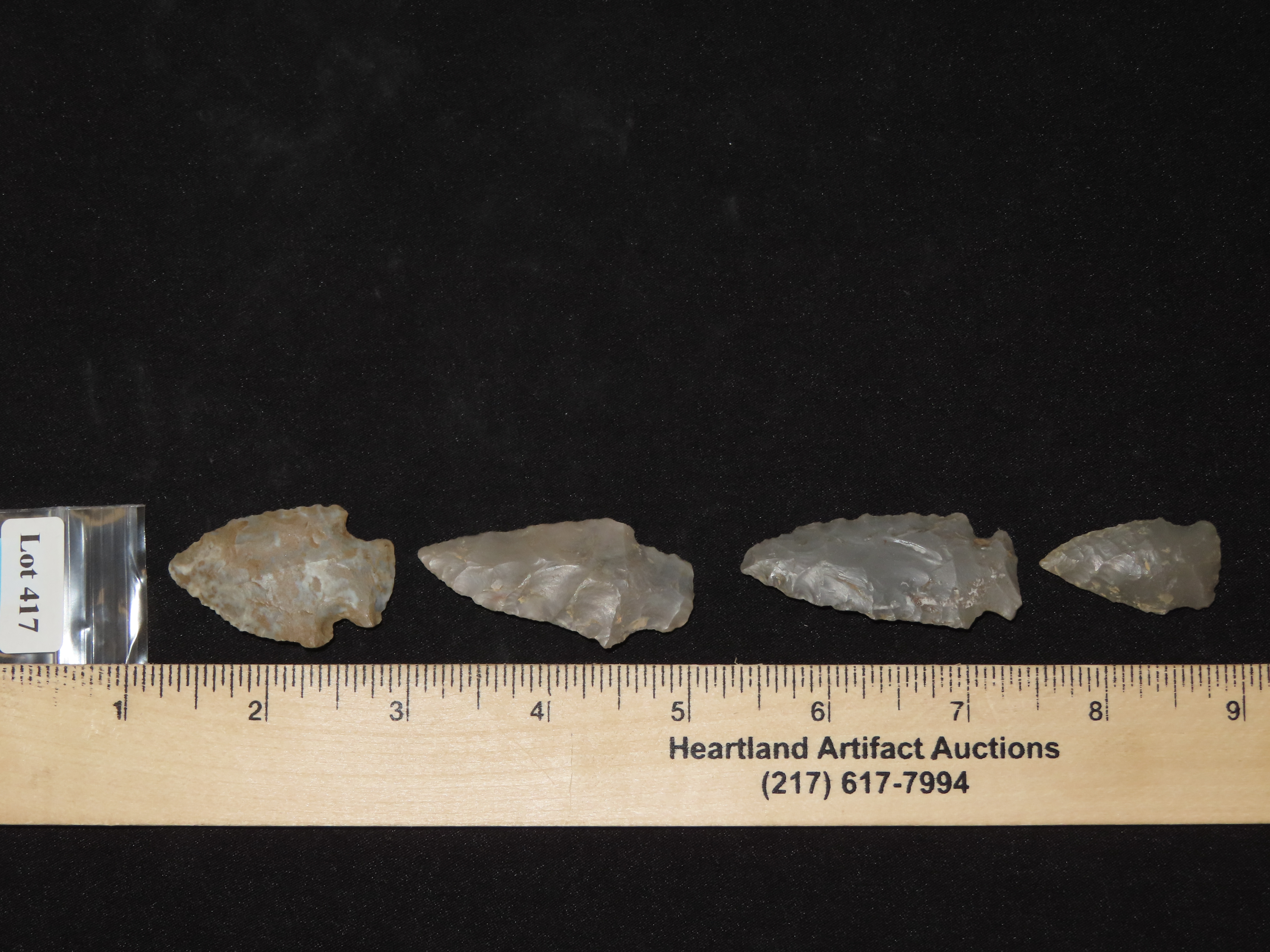 Lot of 4 Archaic Arrowheads, KY