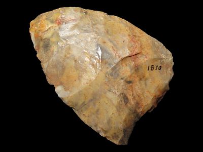 2 5/8" Celt/Adze/Spade/Digger, Colorful, Calhoun Co., Illinois, Ex. Steve Manos Collection