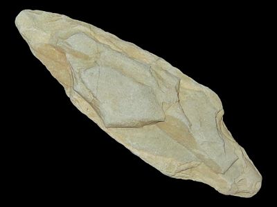 2 1/4" x 3/4" Morrow Mountain Point, Found 1920-1930, Marvin Farm/Beaver Site, Attleboro 