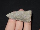 1 7/8" Clarksville Point, Gray Rhyolite, Found 1920-1930, Marvin Farm/Beaver Site, Attleboro Image - 1