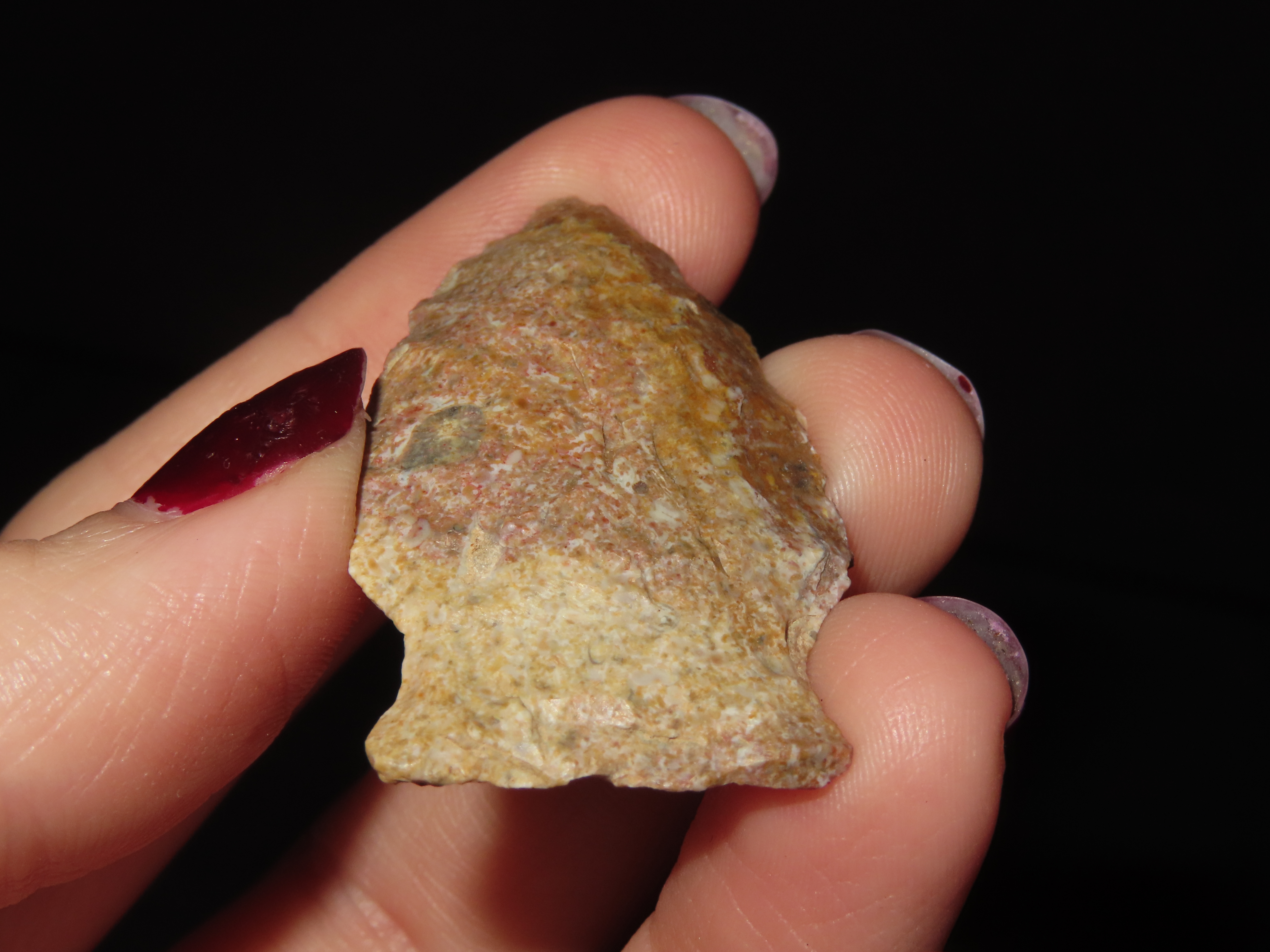 1 5/8" x 7/8" Matanza, Creek-Stained, Found by Michael Koch, Brown Co., Illinois