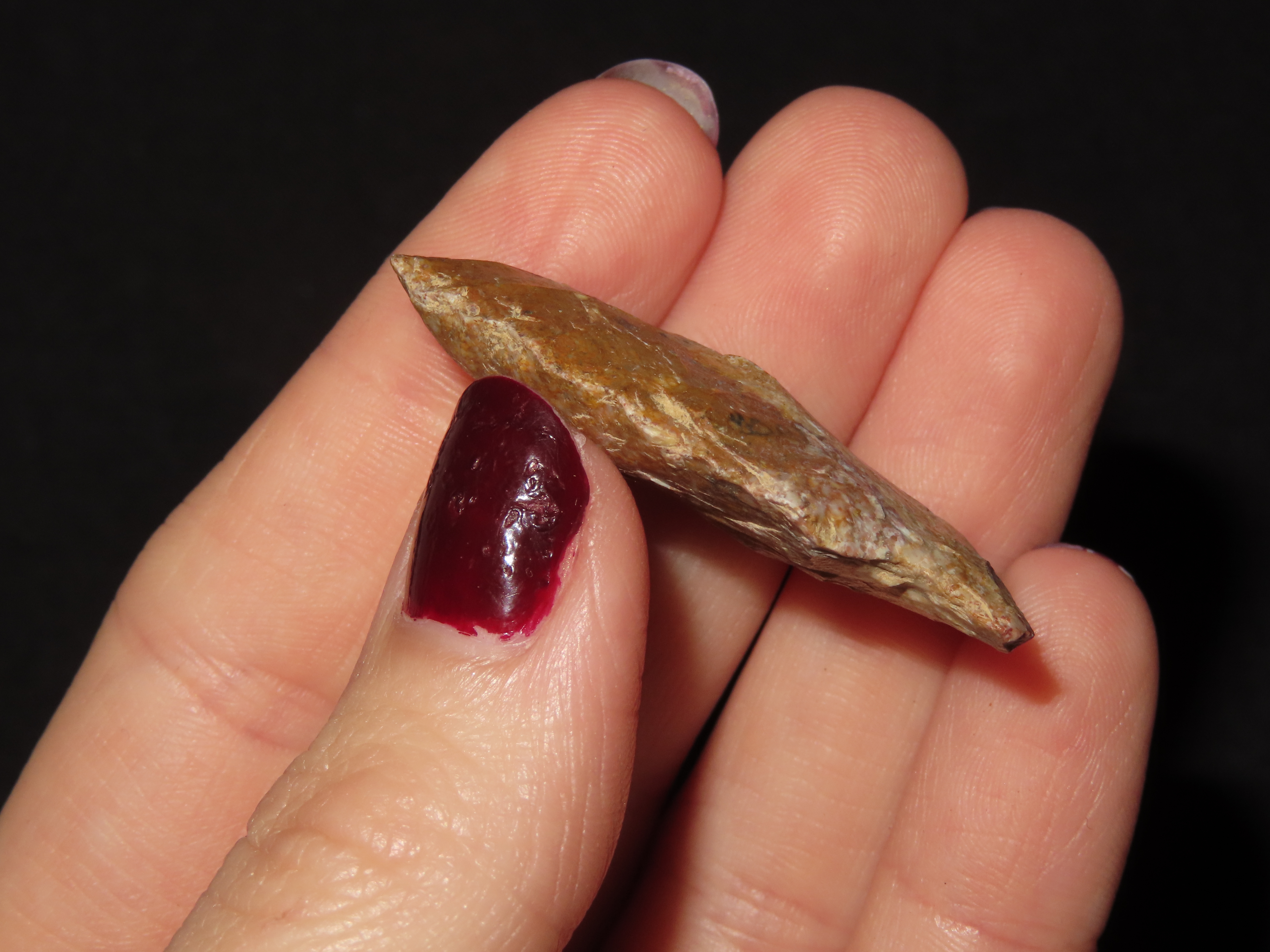1 5/8" x 7/8" Matanza, Creek-Stained, Found by Michael Koch, Brown Co., Illinois