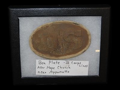 U.S. Union Box Plate, Found Near New Hope Church, Appomattox, Virginia
