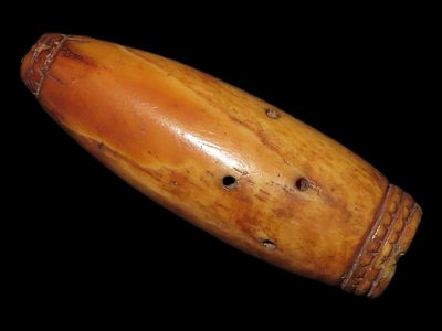 2 1/16" Engraved Bone Bead, St. Lawrence Island, Alaska