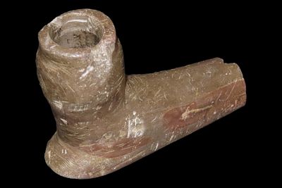 3 3/8" x 2 3/8" Platform Pipe, Baraboo Pipestone, Pictured in the Book Sacred Stone, Ex. Paul 