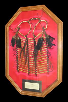 Late Historic Framed Breastplate, Information on Tag