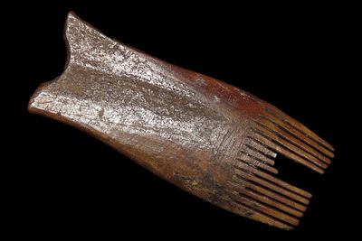 3 1/4" Alaskan Bone Comb, Pictured in Eskimo Design for Use