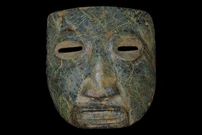 4 15/16" Pre-Columbian Death Mask, Motley COA, Mesoamerica, Ex. Steve Barras Estate
