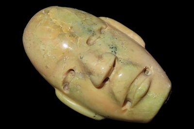 2 1/8" Pre-Columbian Human Effigy Pendant, Motley COA, Jadeite, Guatemala