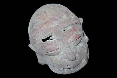 3 1/4" x 4 1/4" Warrior Effigy Head, Pre-Columbian Chimu Culture, Ex. Steve Barras Estate 