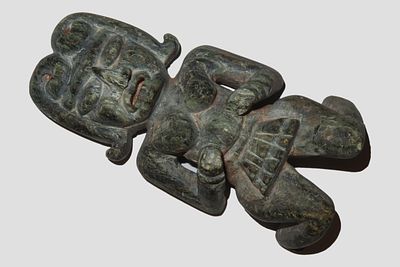 4 1/16" Tall Pre-Columbian Human Effigy Idol, Motley COA, Jade, Valley of Mexico