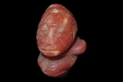 1 3/8" Pre-Columbian Zoomorphic Human Pendant, Red Agate, Central America