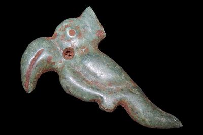 2 3/4" Decorated Jade Parrot Pendant, Guatemala, Tairona/Inca/Aztec