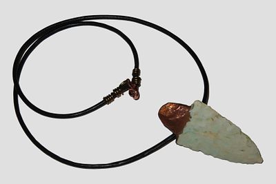 12" Copper-Wrapped Native American Arrowhead Pendant