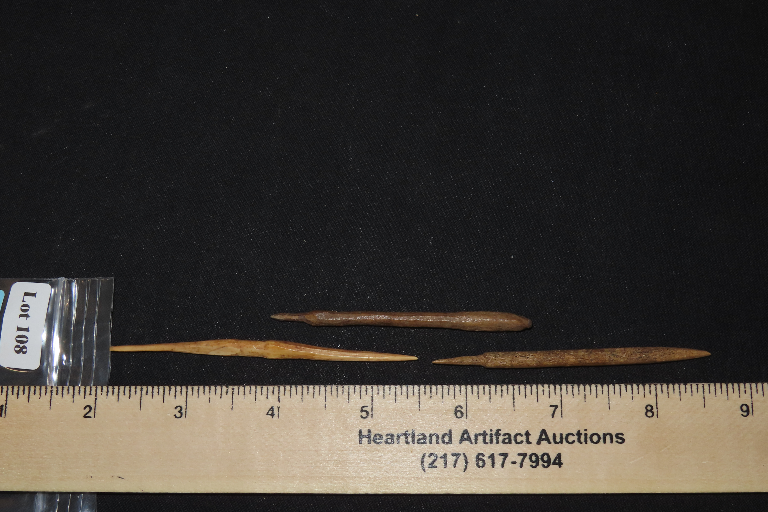 Lot of 3 Eskimo Bone Tips, From Alaska