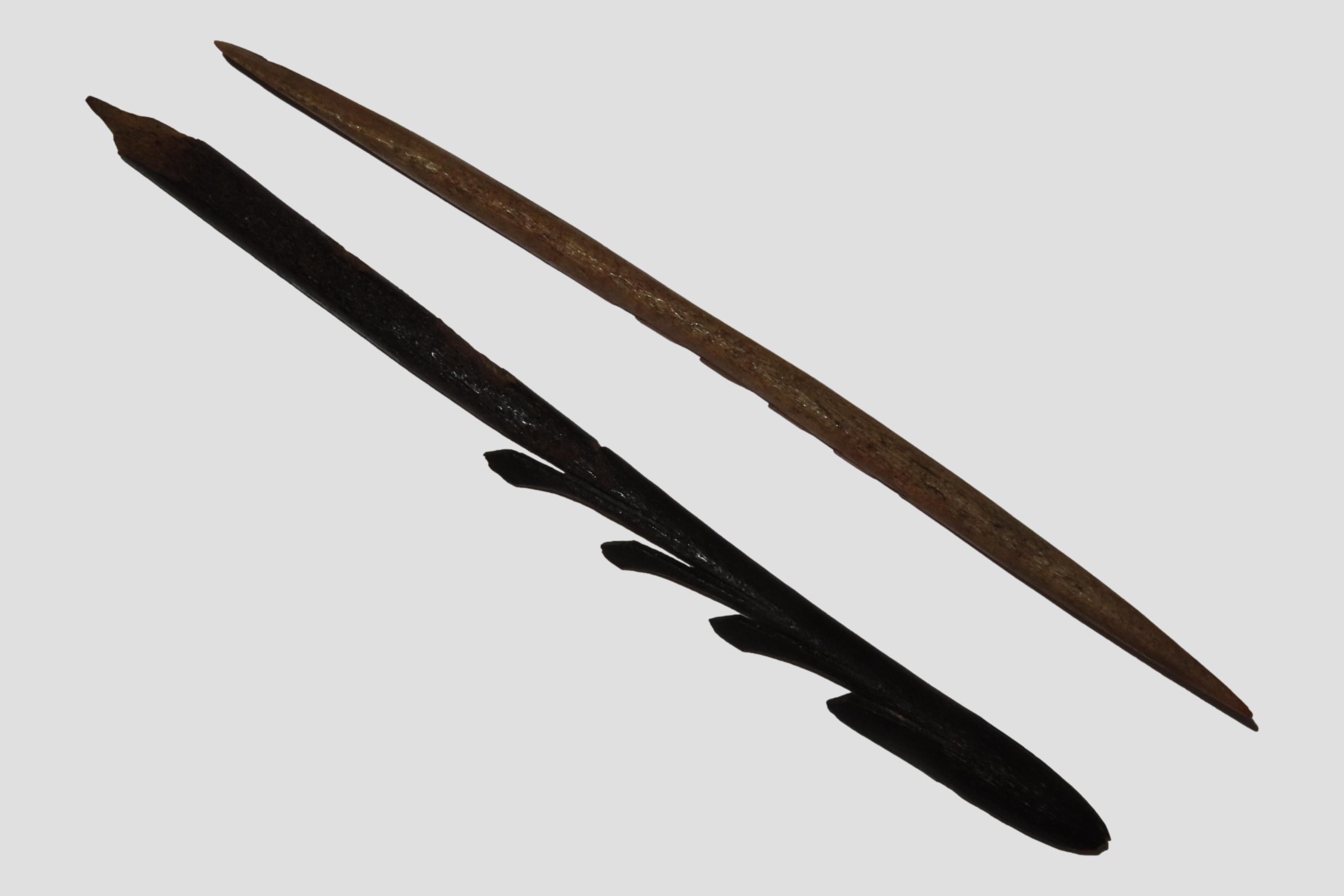 Lot of 2 Eskimo Harpoon Tips, Longest 7 1/8", Bering Strait, Alaska