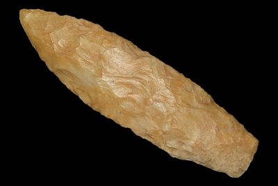 3 7/8" Lanceolate Point, Creek Stained, Found in Iowa