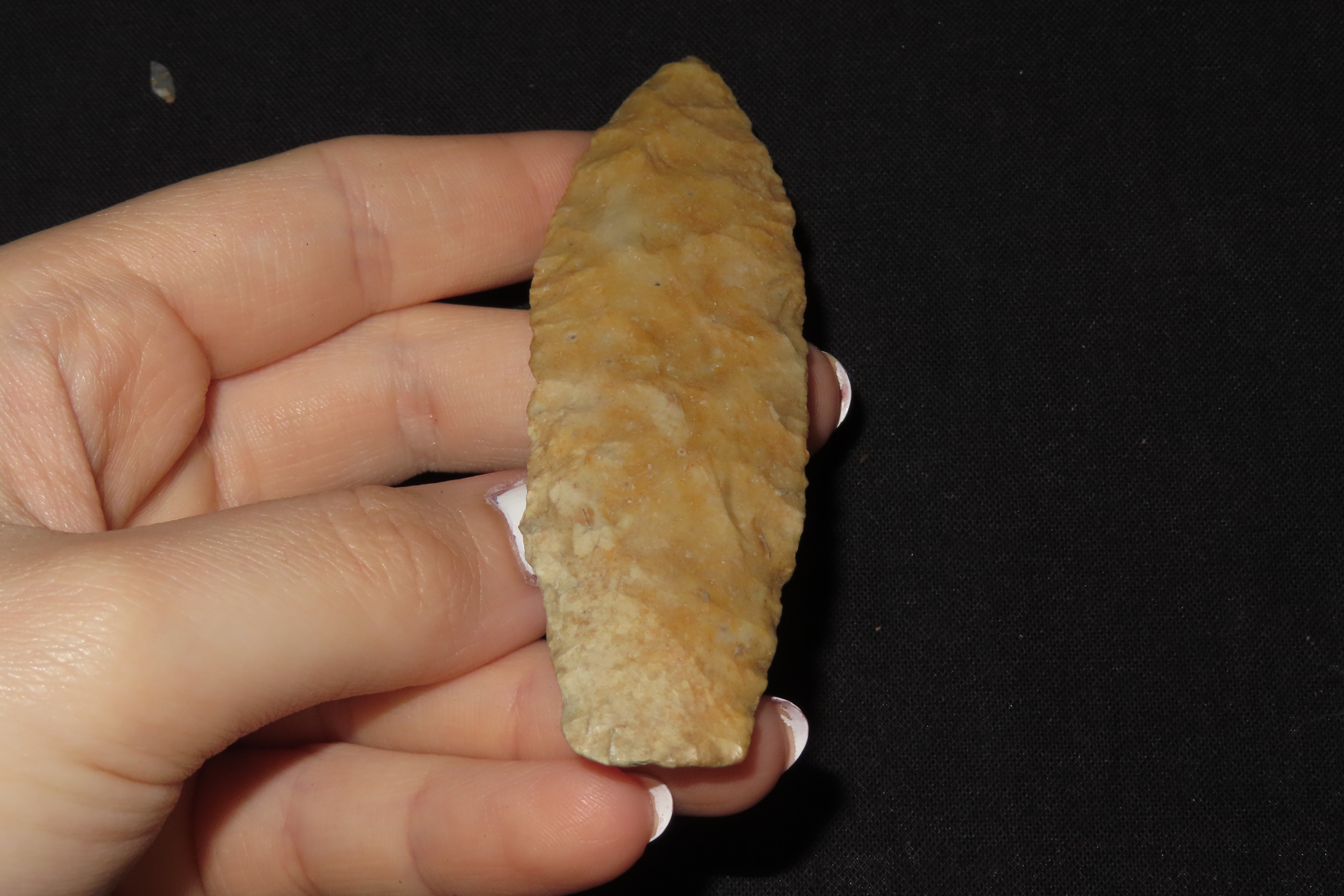 3 7/8" Lanceolate Point, Creek Stained, Found in Iowa