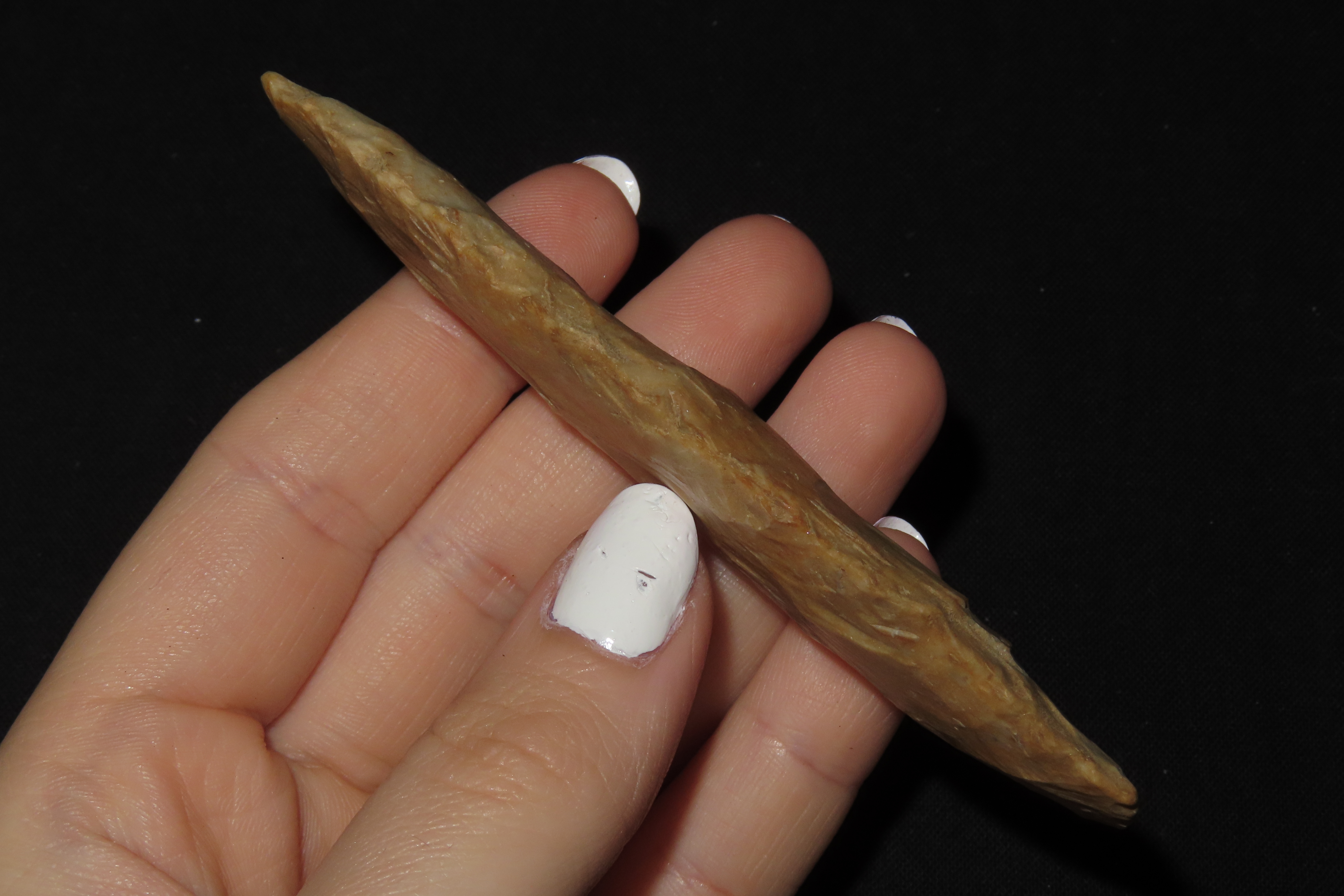 3 7/8" Lanceolate Point, Creek Stained, Found in Iowa