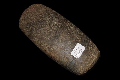 5 1/2" Black Sands Celt, Adams Co., Illinois, Small Restoration