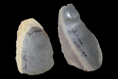 Lot of 2 Paleo Thumb Scrapers and Blade, Indiana
