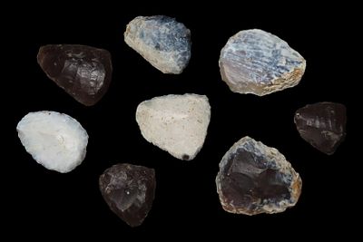 Lot of 8 Mandan Thumb Scrapers, North Dakota