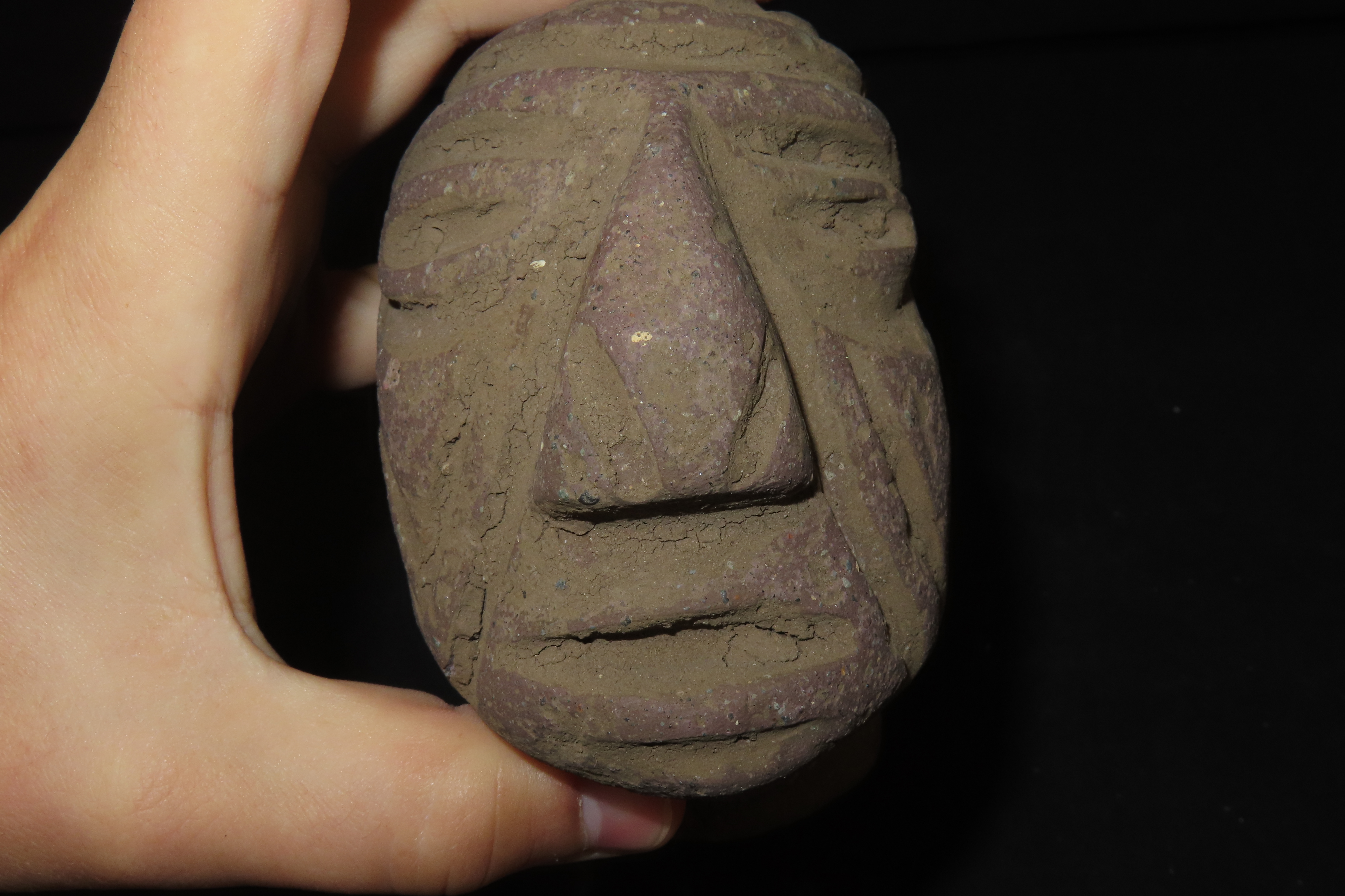 4" x 5" Pre-Columbian Stone Trophy Head, Costa Rica