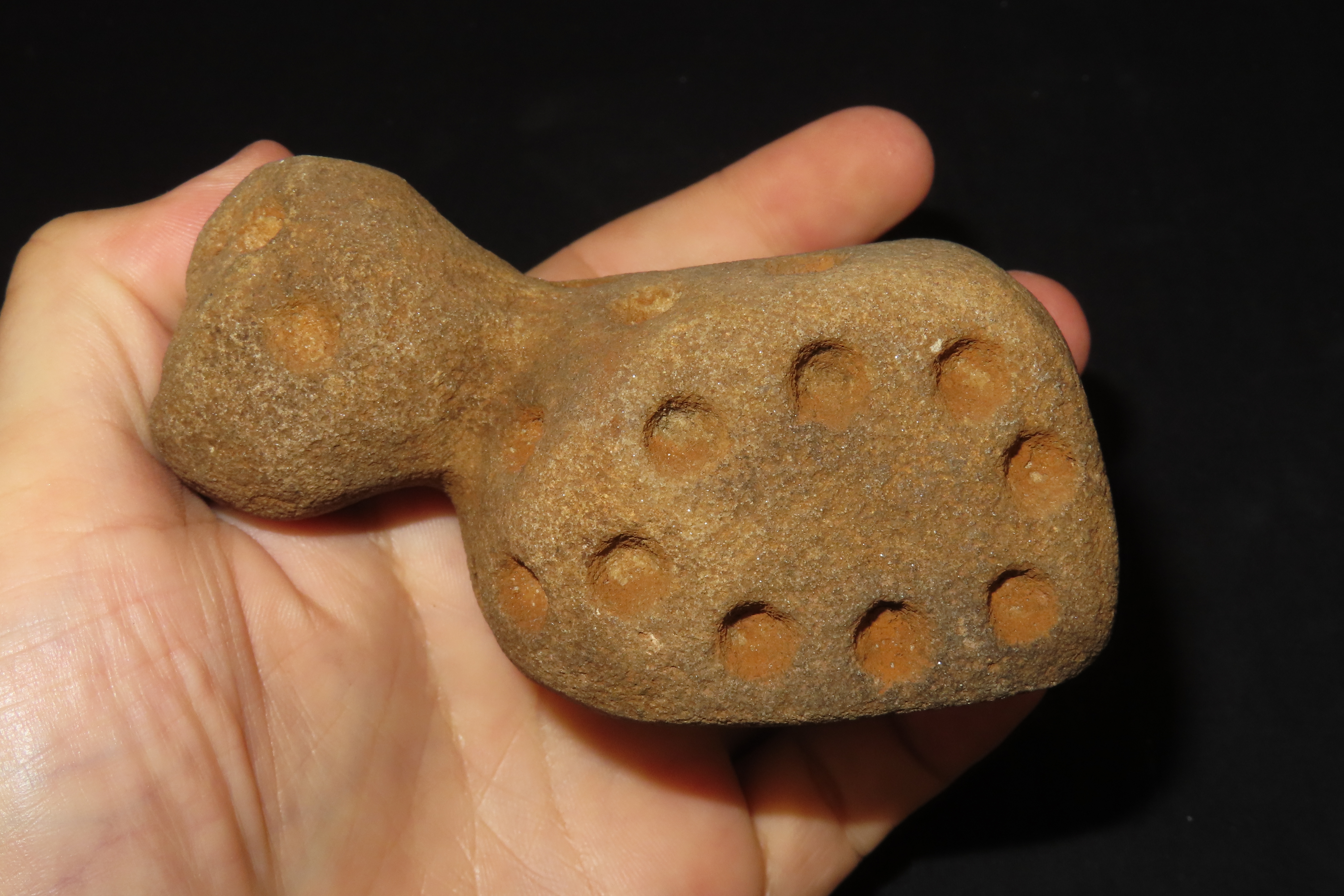 4" x 2 3/4" Mississippian Sandstone Pipe, Adams Co., Ohio, Purchased at a Southern Illinois Antique Store in the Late 1970s or Early 1980s, 