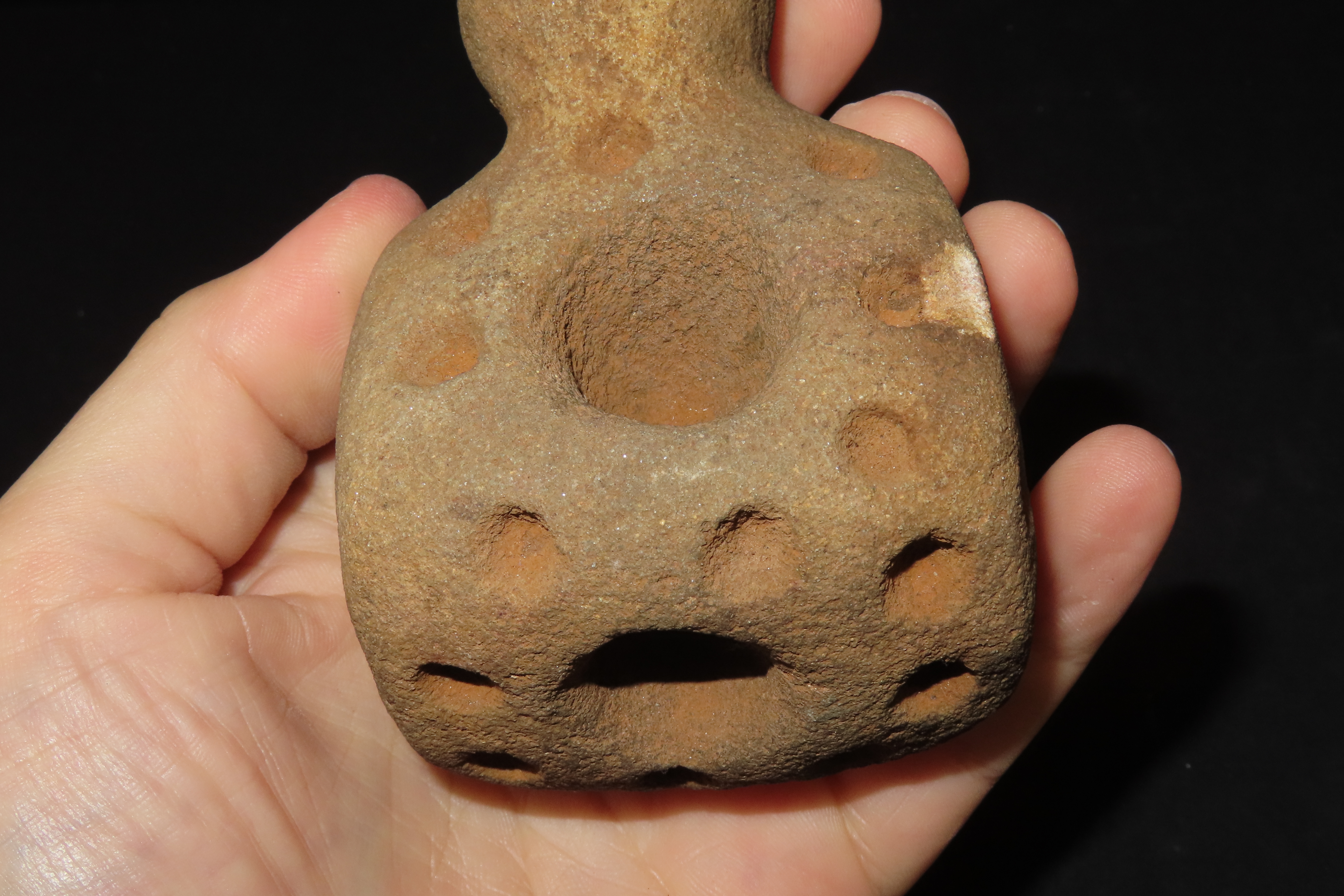 4" x 2 3/4" Mississippian Sandstone Pipe, Adams Co., Ohio, Purchased at a Southern Illinois Antique Store in the Late 1970s or Early 1980s, 