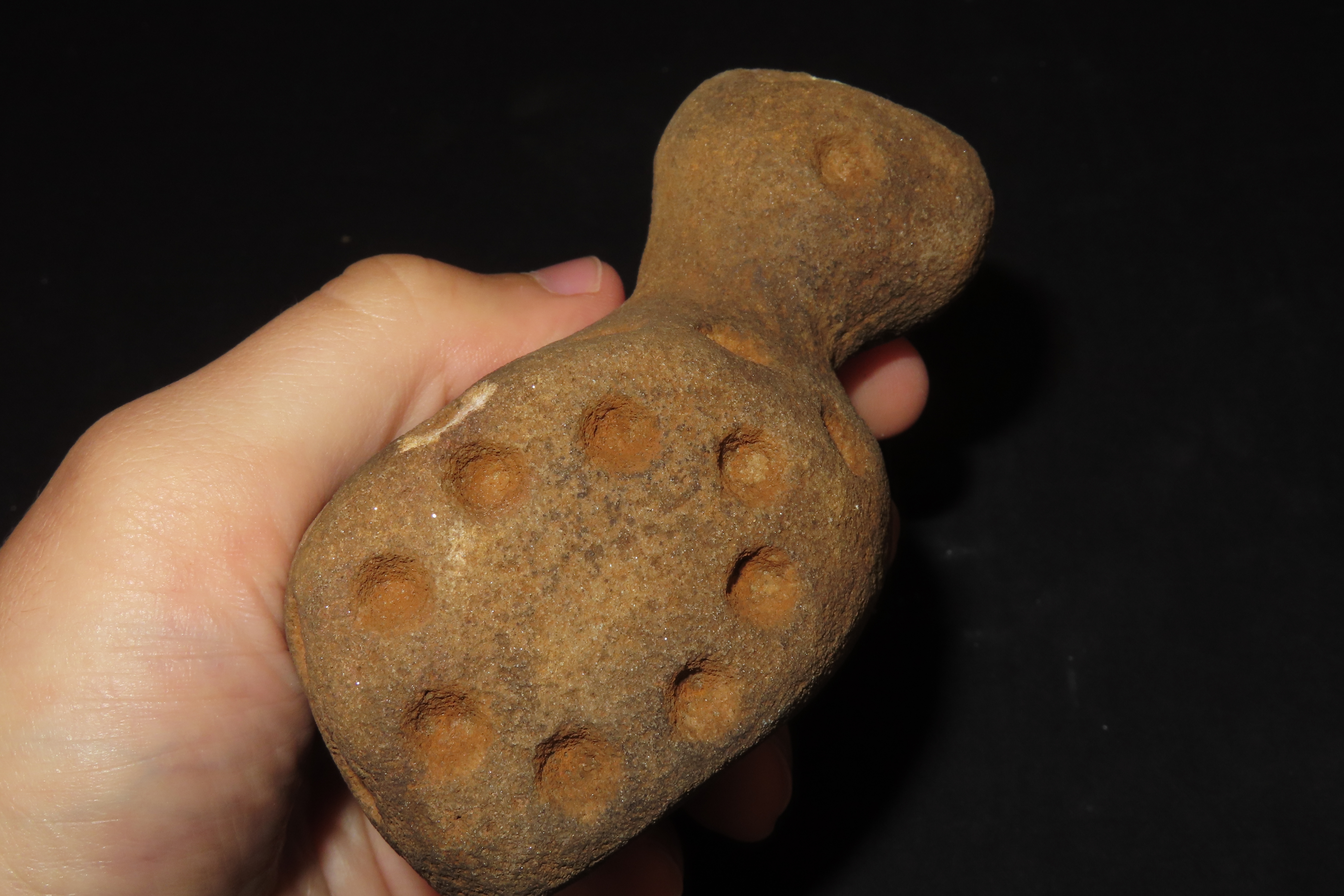 4" x 2 3/4" Mississippian Sandstone Pipe, Adams Co., Ohio, Purchased at a Southern Illinois Antique Store in the Late 1970s or Early 1980s, 