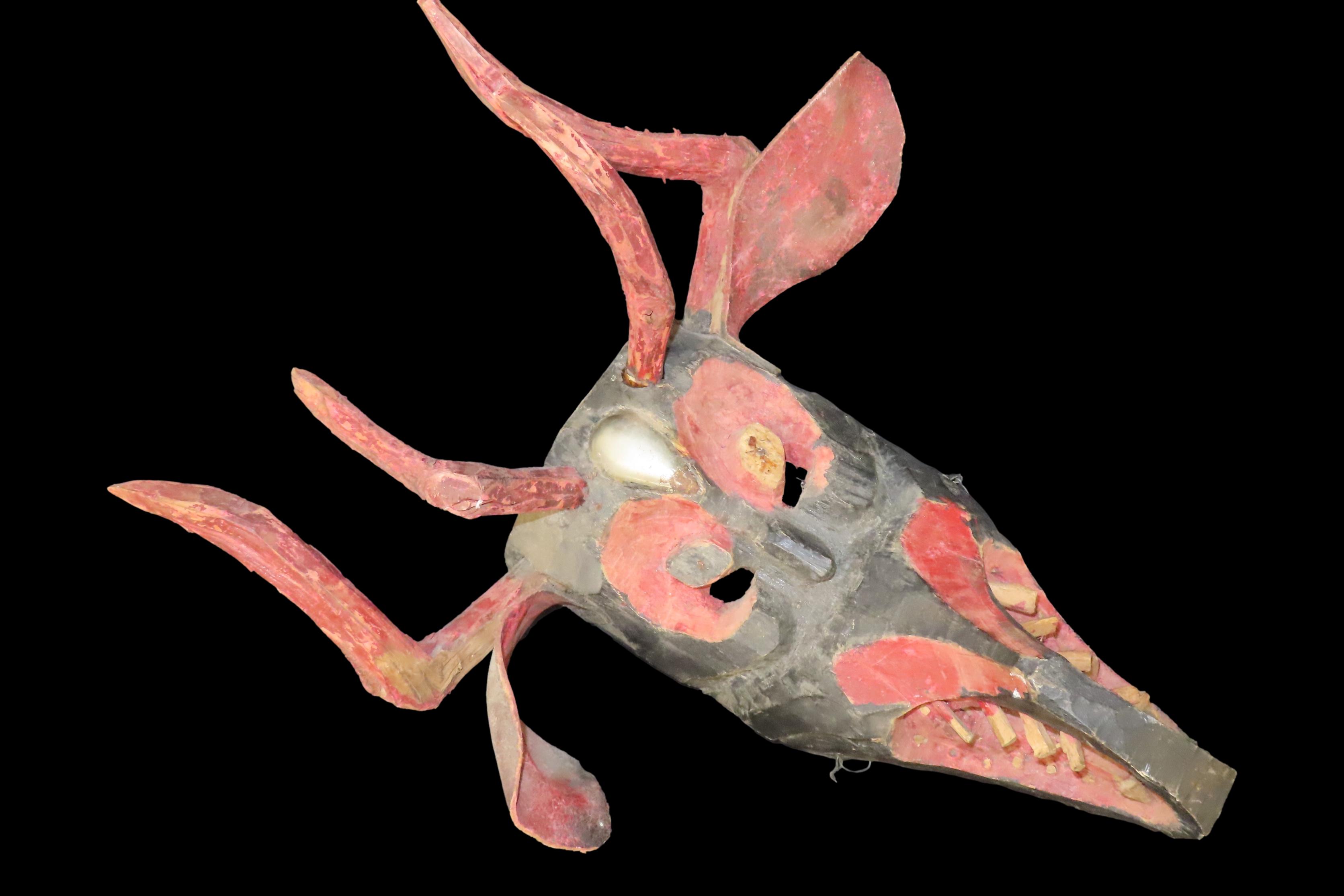 19" x 14 7/8" Dance Mask, Used by the Purépecha Indians, Michoacán, Mexico, Traditionally Used in the Pastorela Dances, Reportedly Also Used
