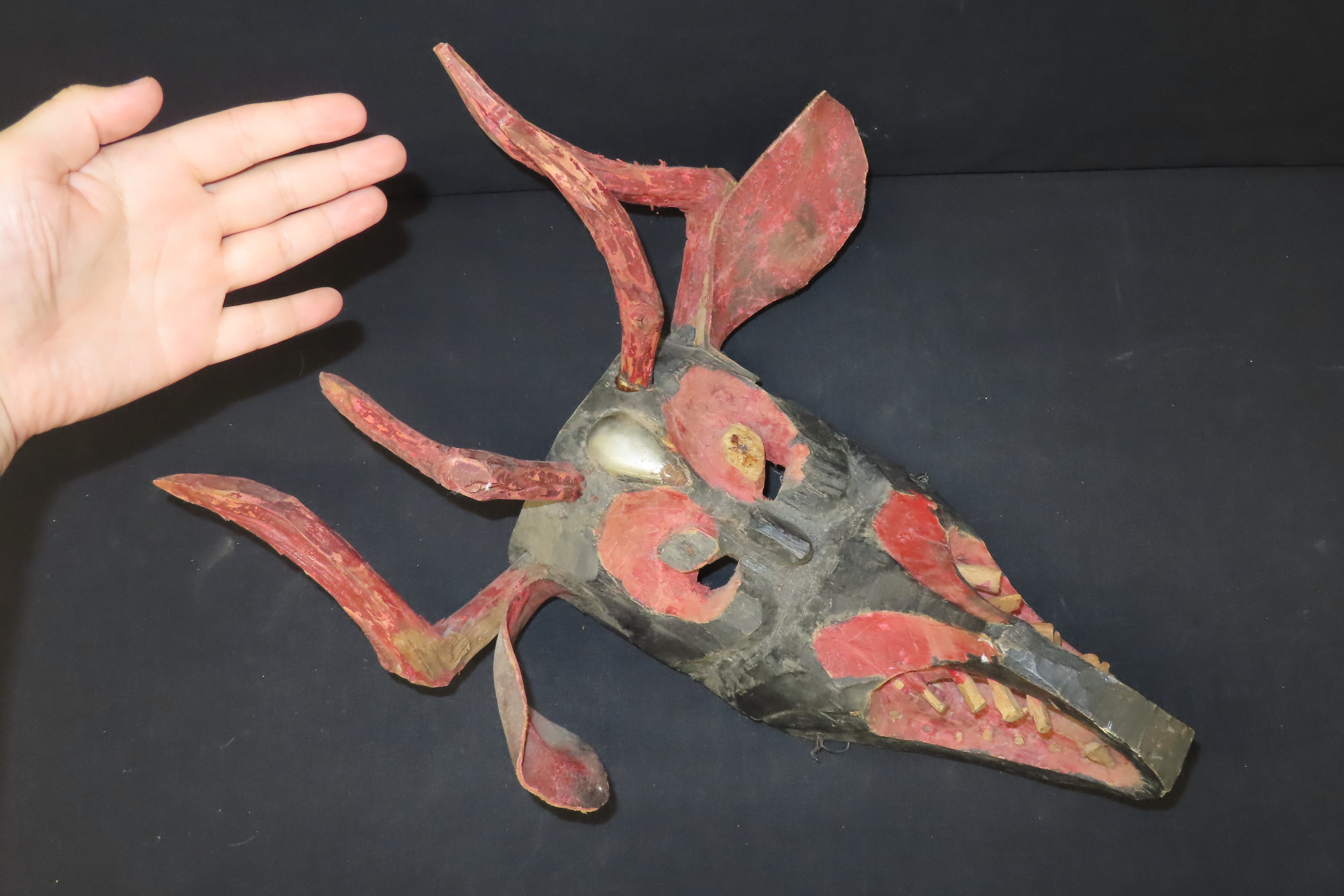 19" x 14 7/8" Dance Mask, Used by the Purépecha Indians, Michoacán, Mexico, Traditionally Used in the Pastorela Dances, Reportedly Also Used