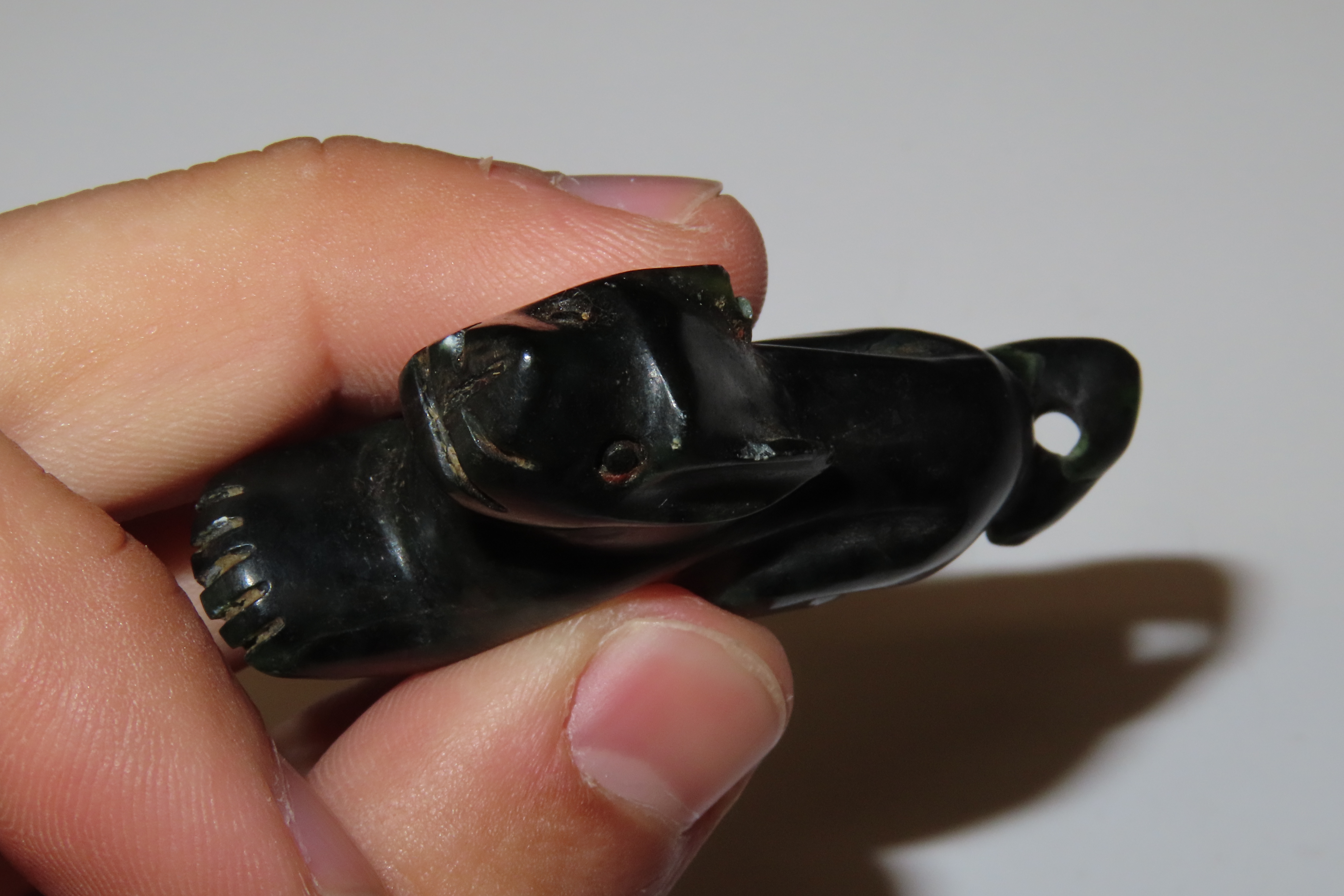 2" x 1 1/8" Pre-Columbian Jaguar Effigy Pendant, Motley & Leithoff COA