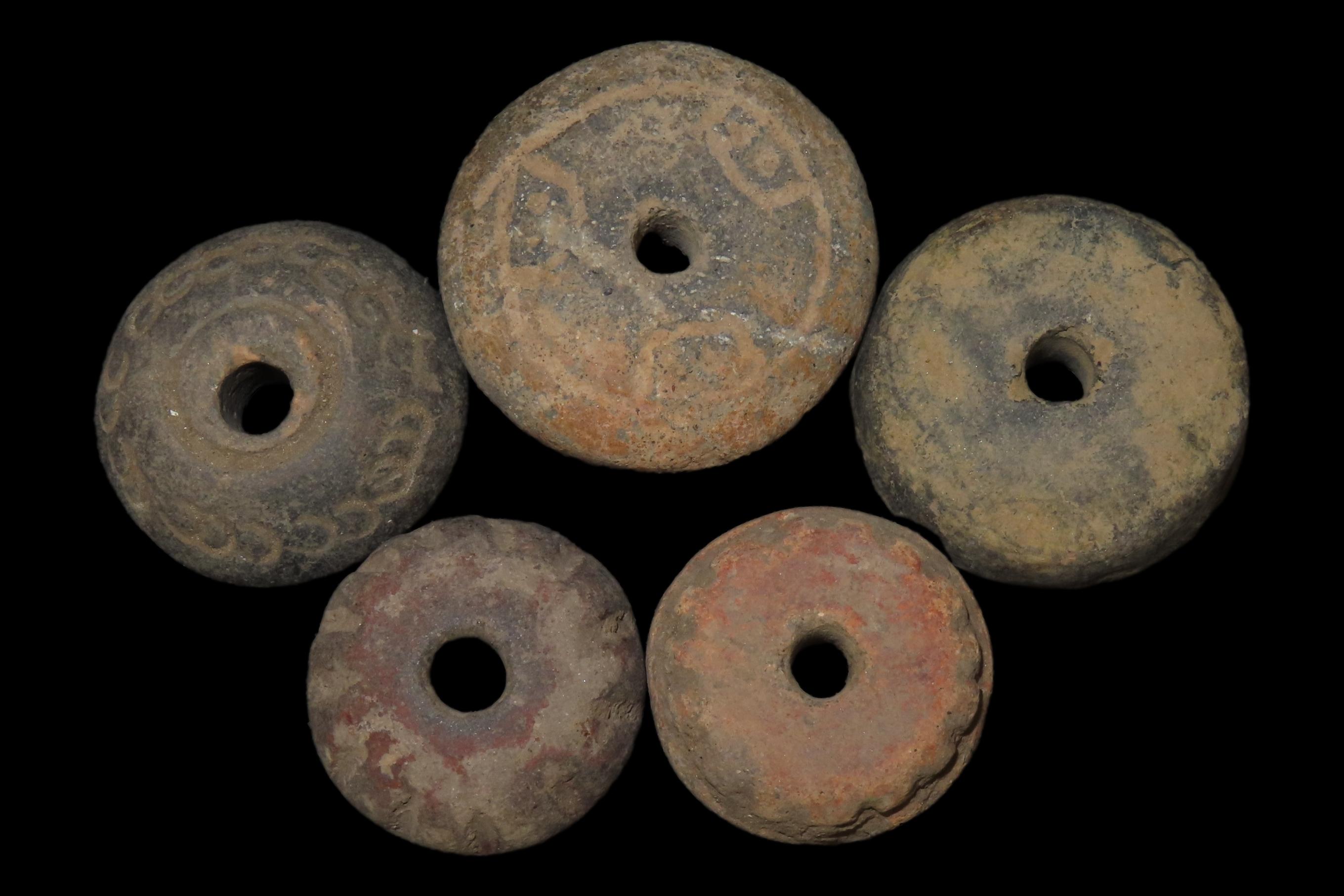 Set of Pre-Columbian Effigy Pottery Beads, Belize