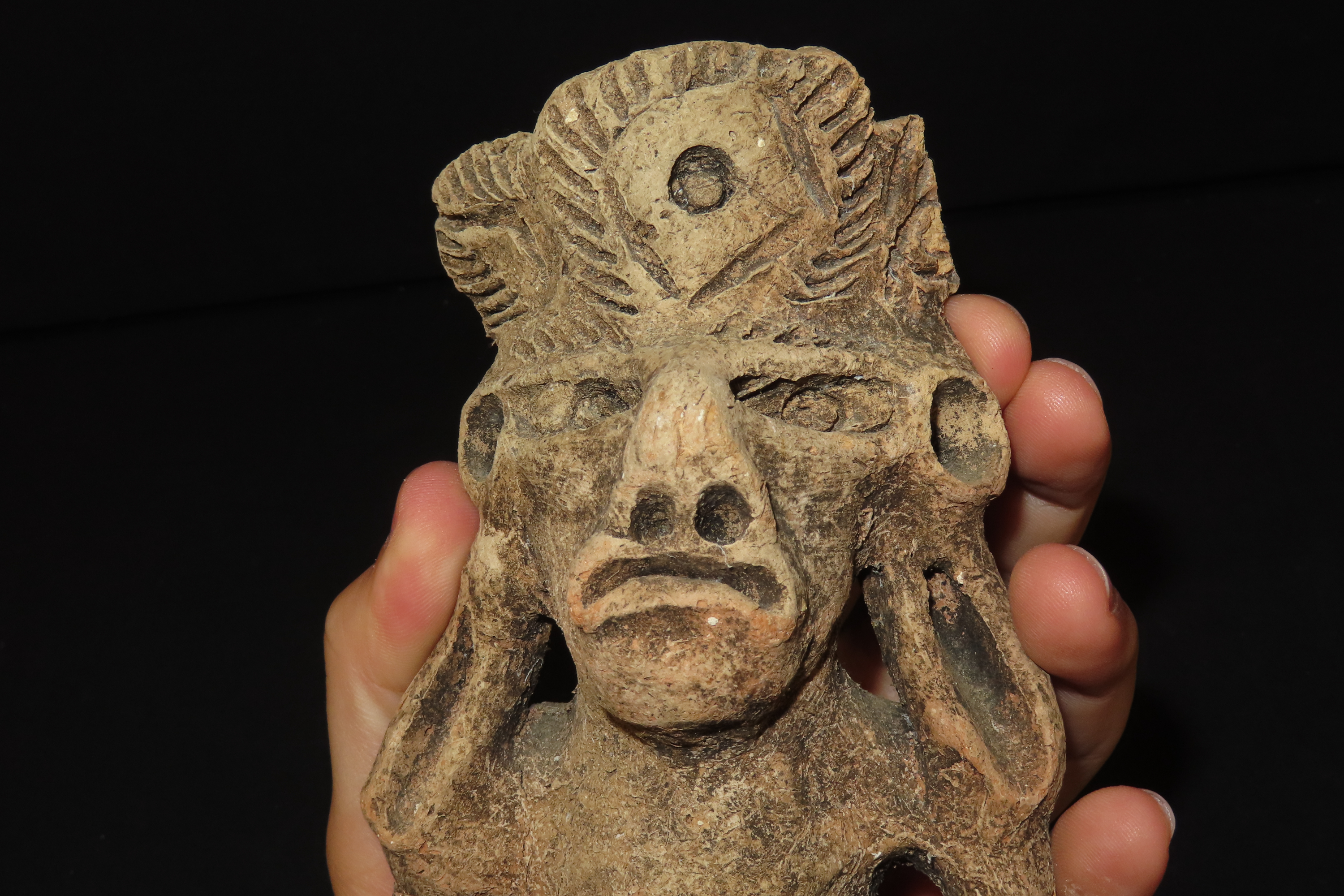 6 3/4" Tall Pre-Columbian Pottery Idol, South America