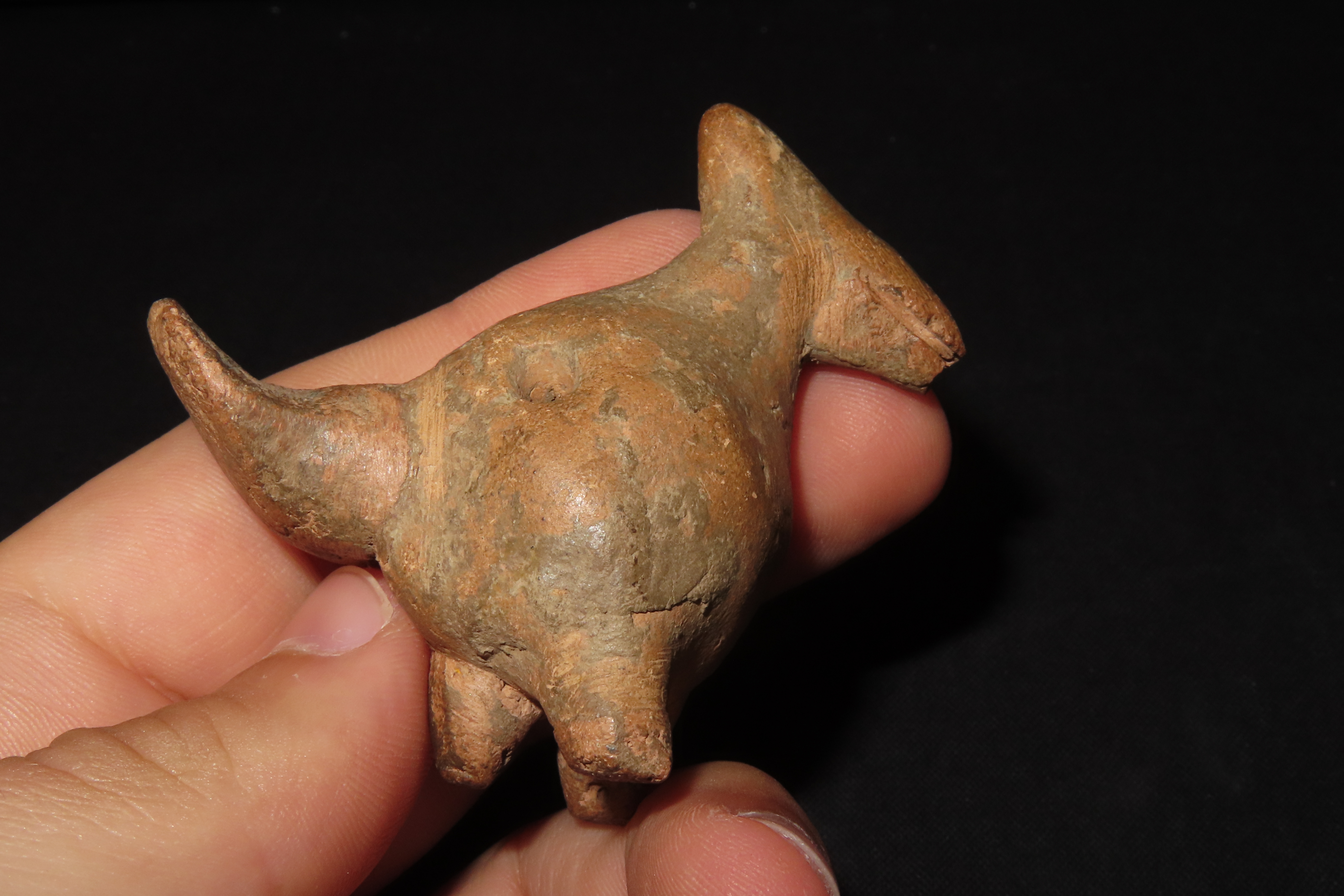 2 1/8" x 2 1/4" Pre-Columbian Pottery Bird Whistle
