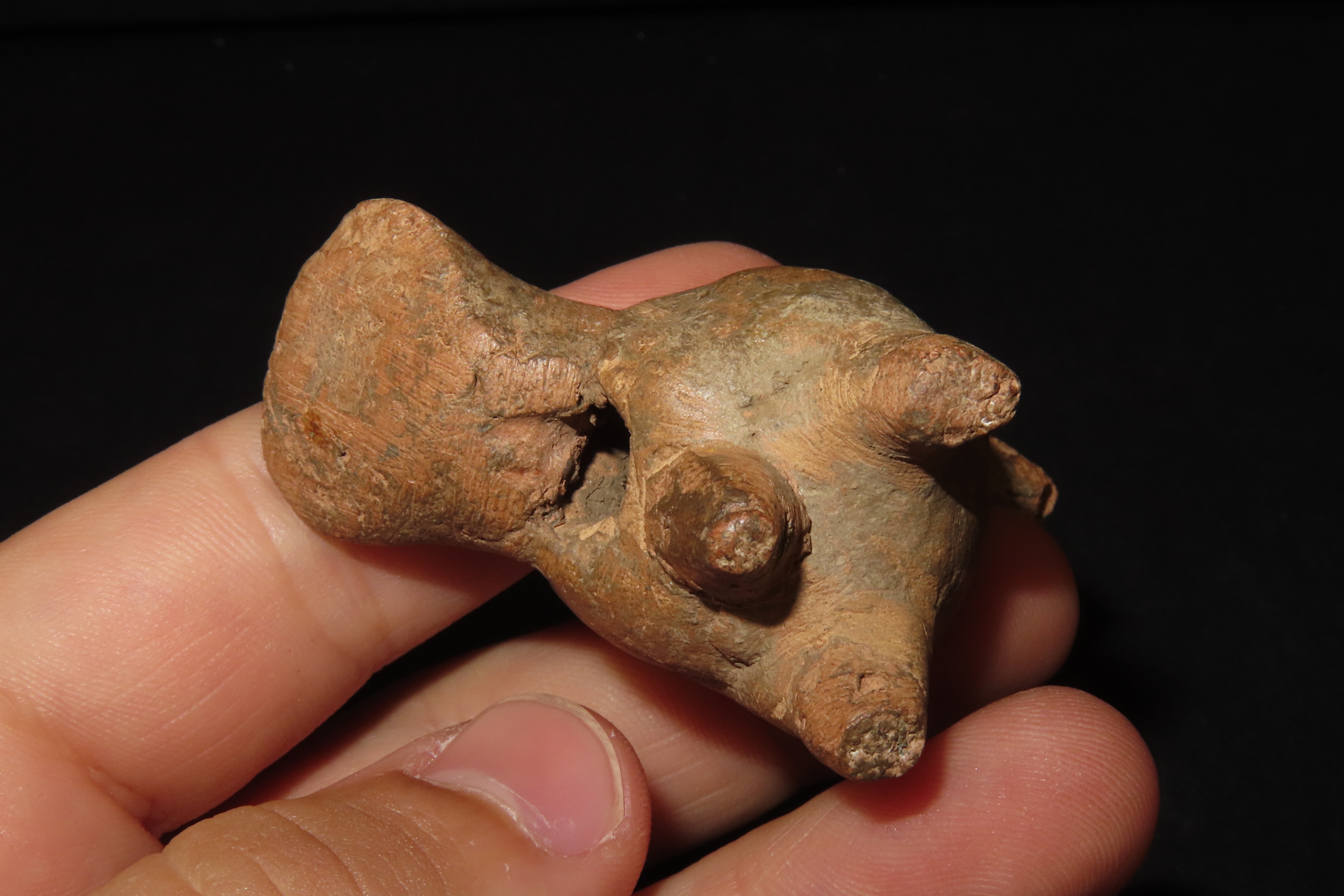 2 1/8" x 2 1/4" Pre-Columbian Pottery Bird Whistle