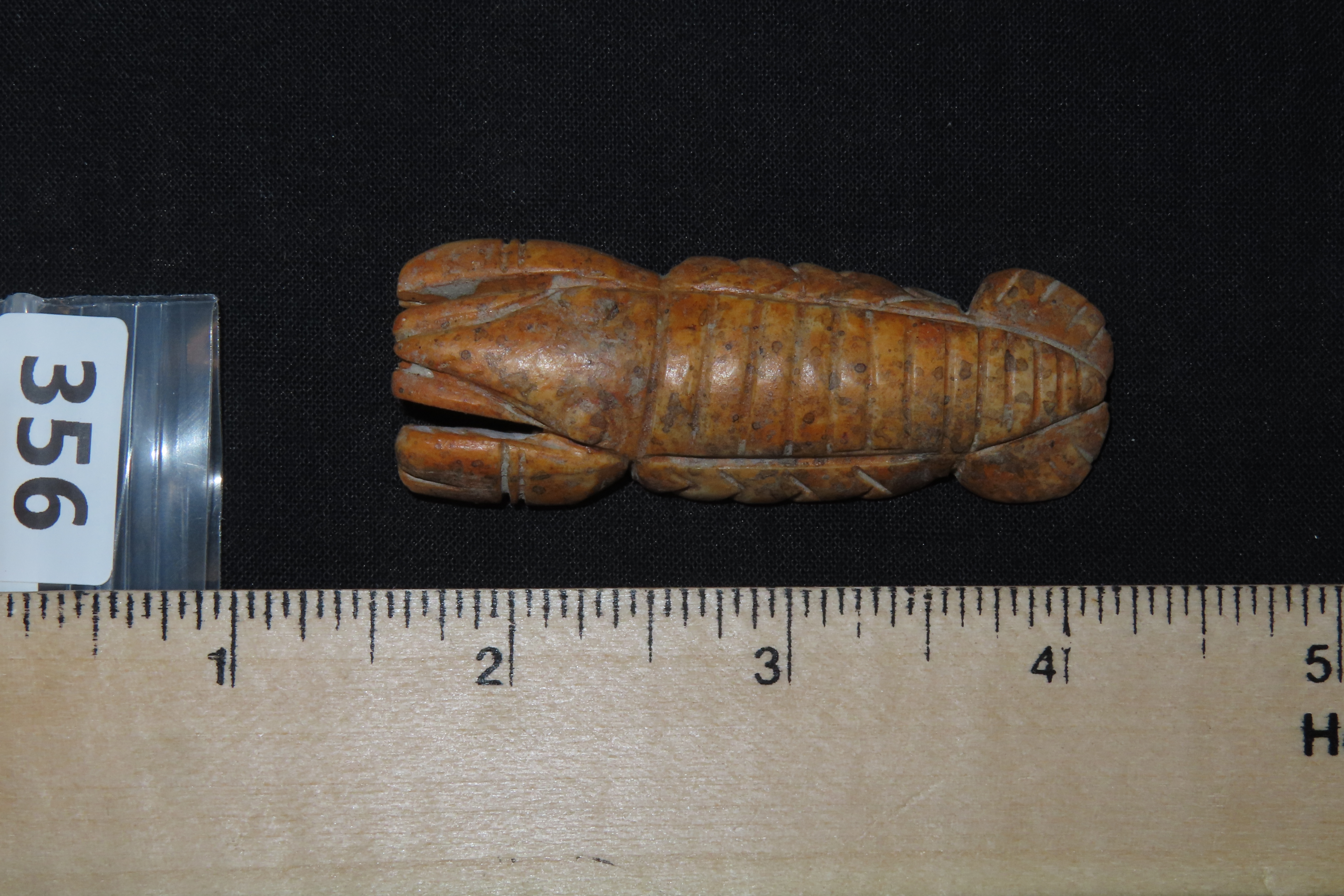 2 5/8" x 1" Bone Lobster Effigy, Pre-Columbian, Found in Belize