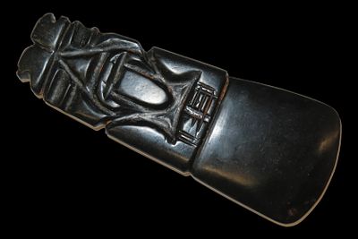 7 1/2" x 2 3/4" Human Effigy Axe God, Motley & Leithoff COA
