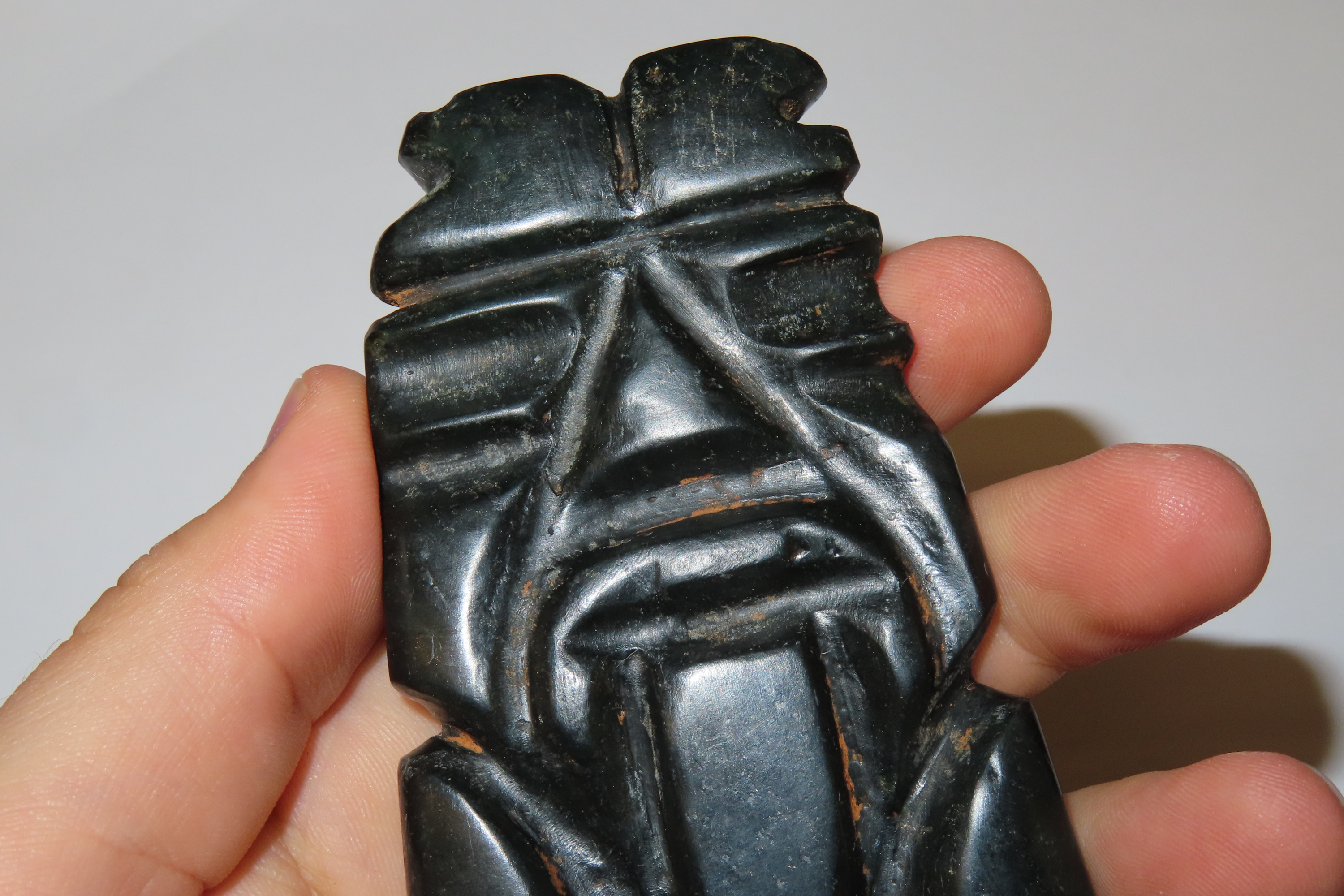 7 1/2" x 2 3/4" Human Effigy Axe God, Motley & Leithoff COA