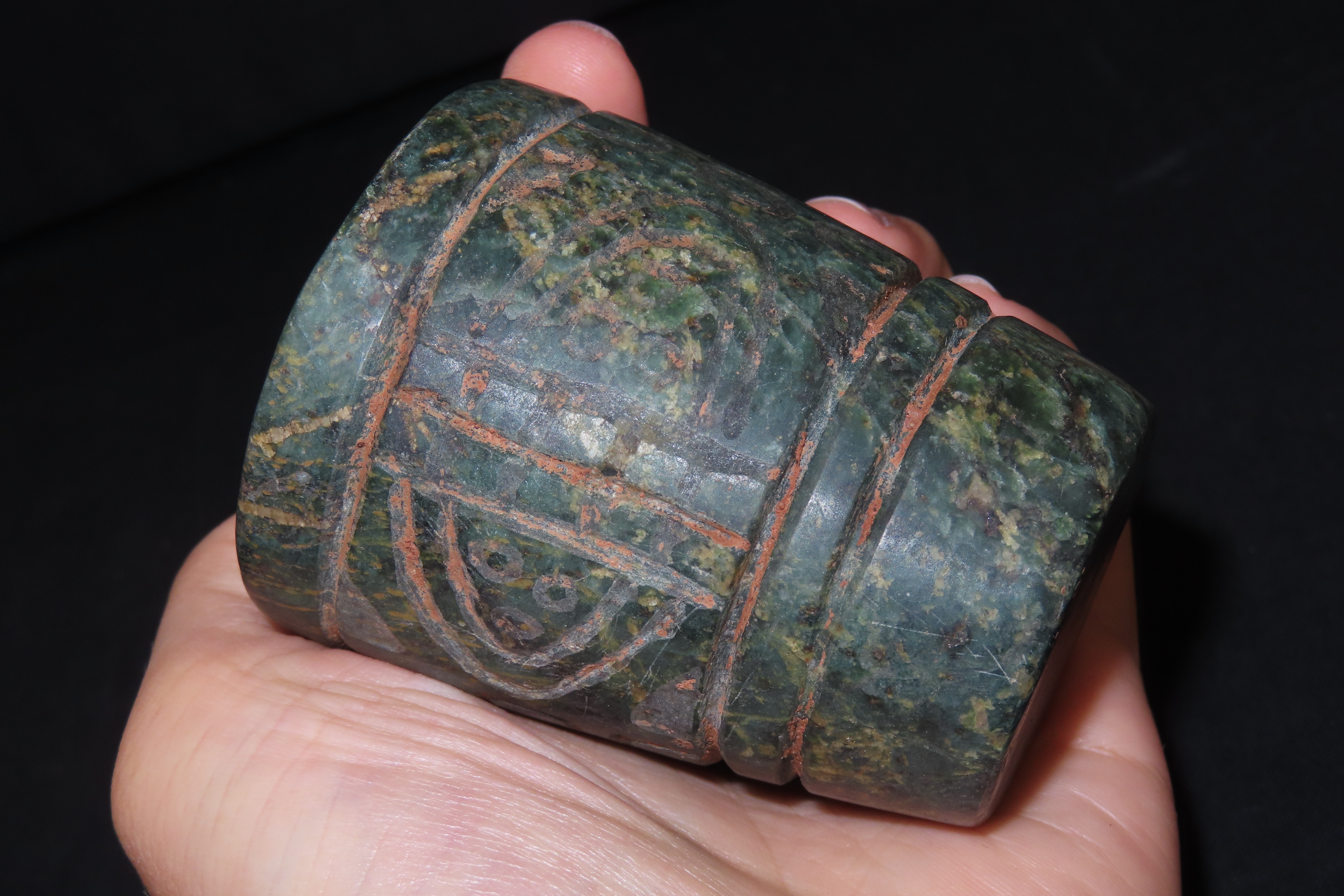3 3/8" x 2 7/8" Pre-Columbian Falcon Effigy Offering Cup, Motley & Leithoff COA, Belize