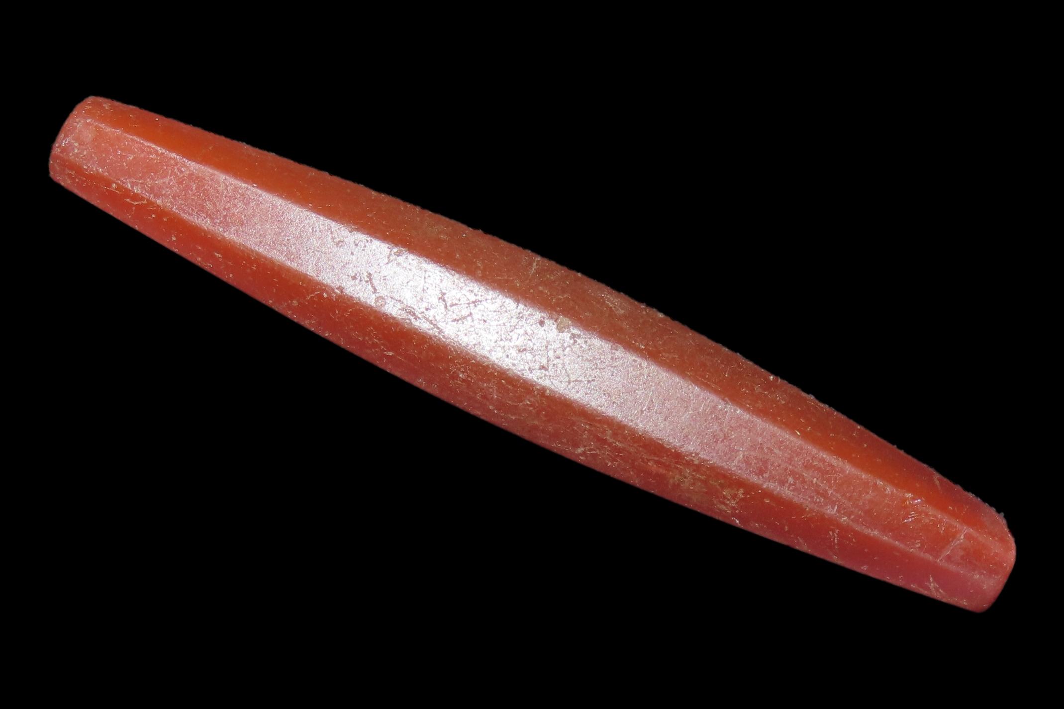 2 3/4" Faceted Carnelian Agate Trade Bead
