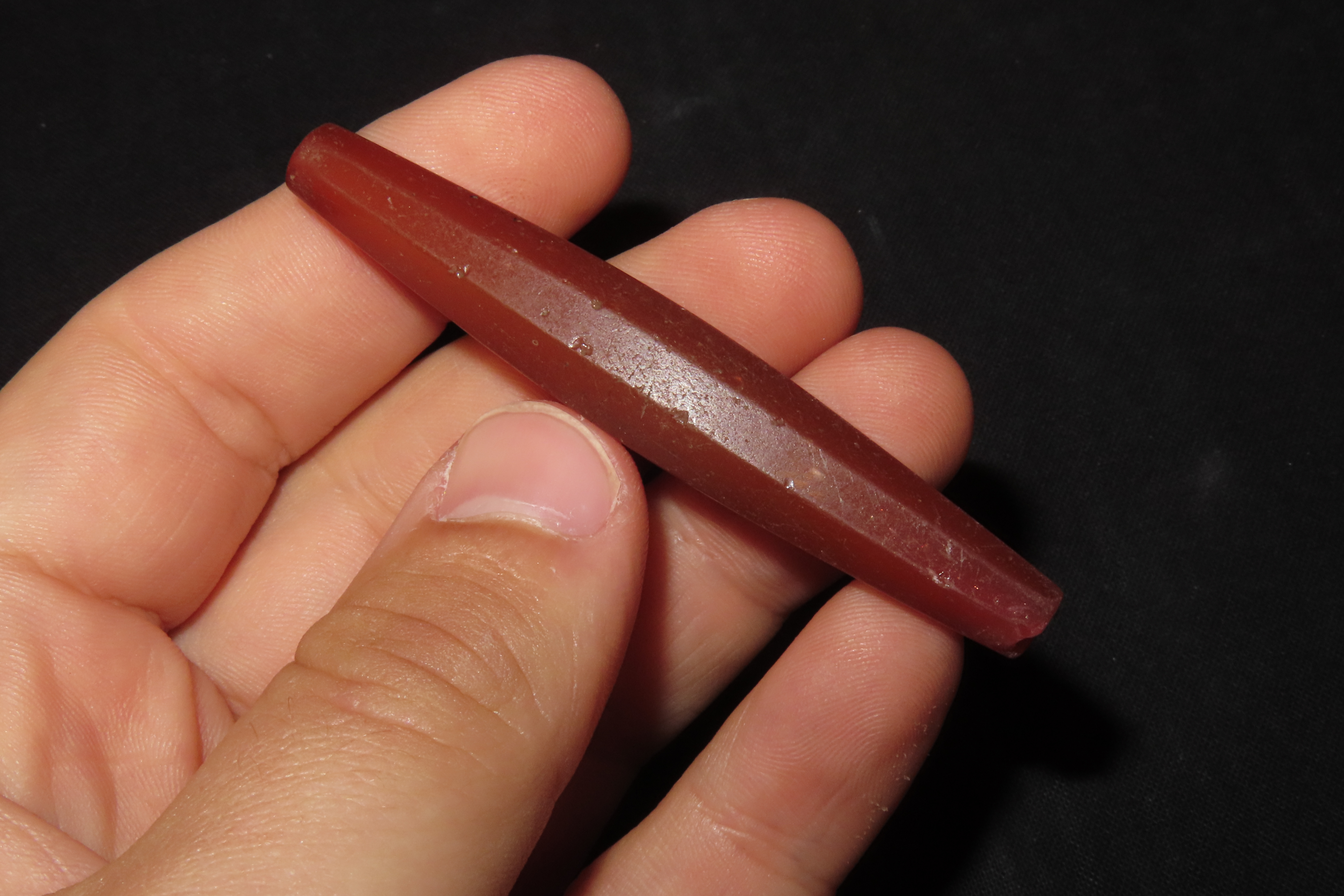 2 3/4" Faceted Carnelian Agate Trade Bead