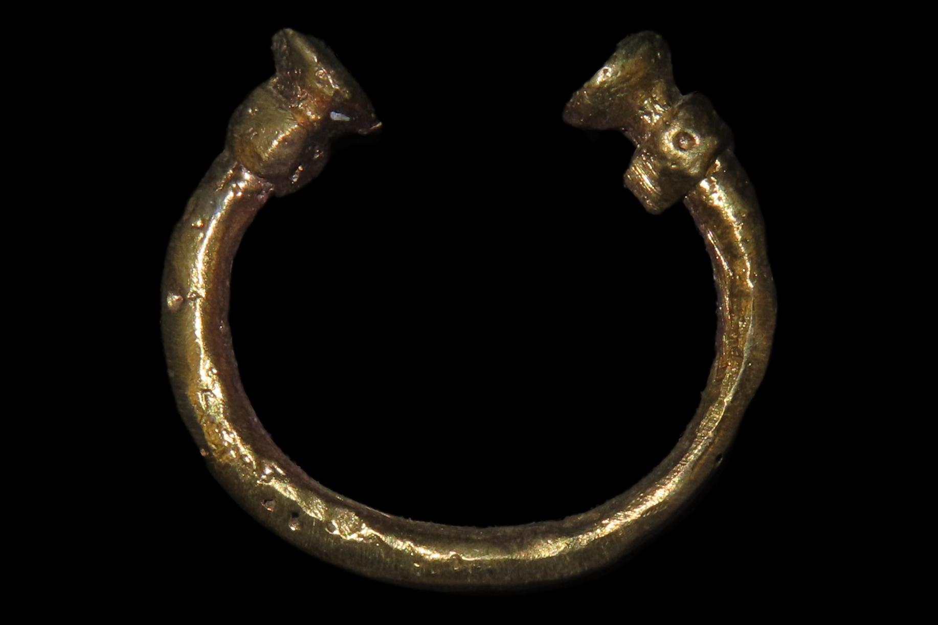 Pre-Columbian Tairona Tumbaga Nose/Ear Ring, Gold/Copper Alloy