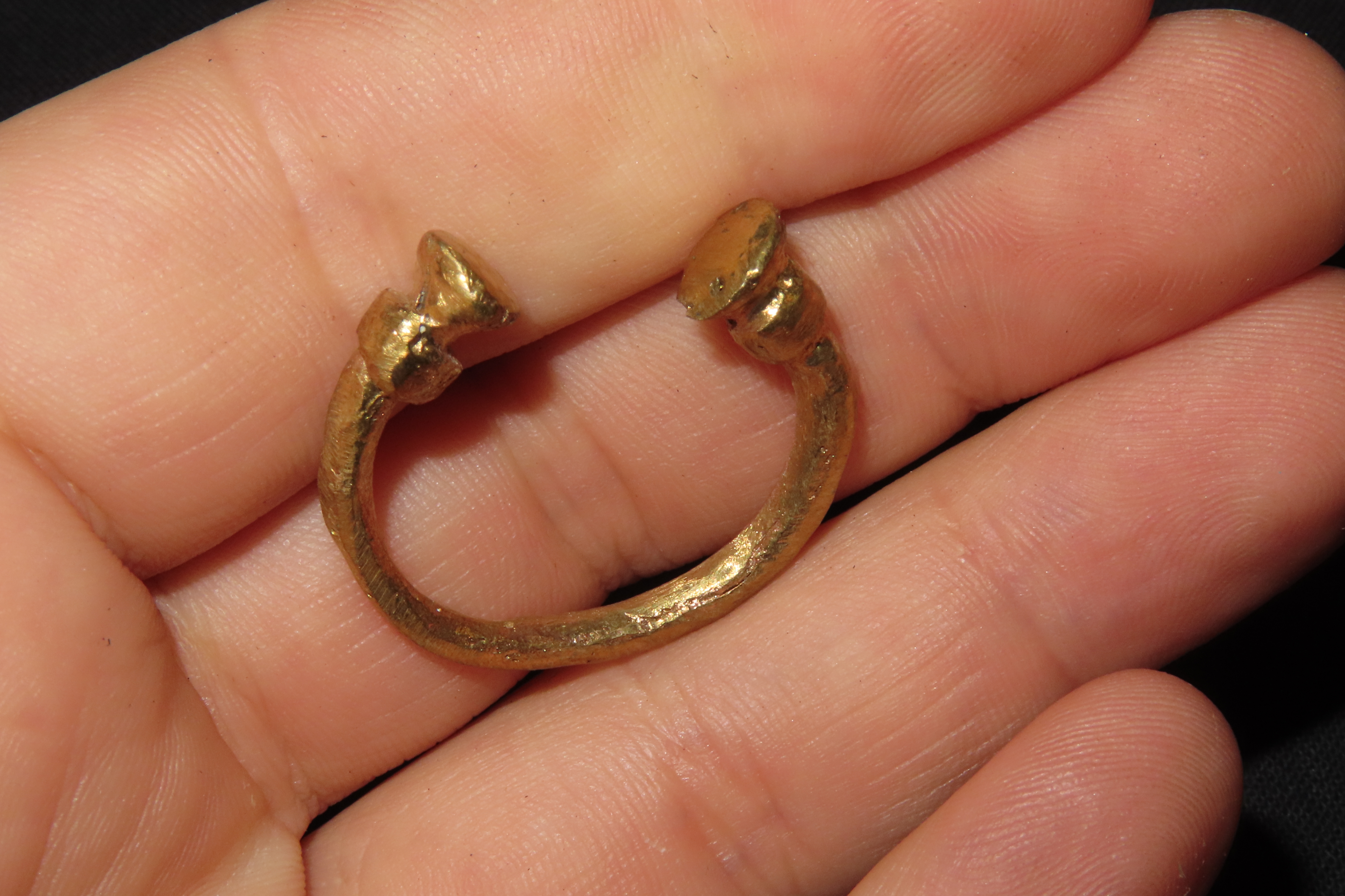 Pre-Columbian Tairona Tumbaga Nose/Ear Ring, Gold/Copper Alloy