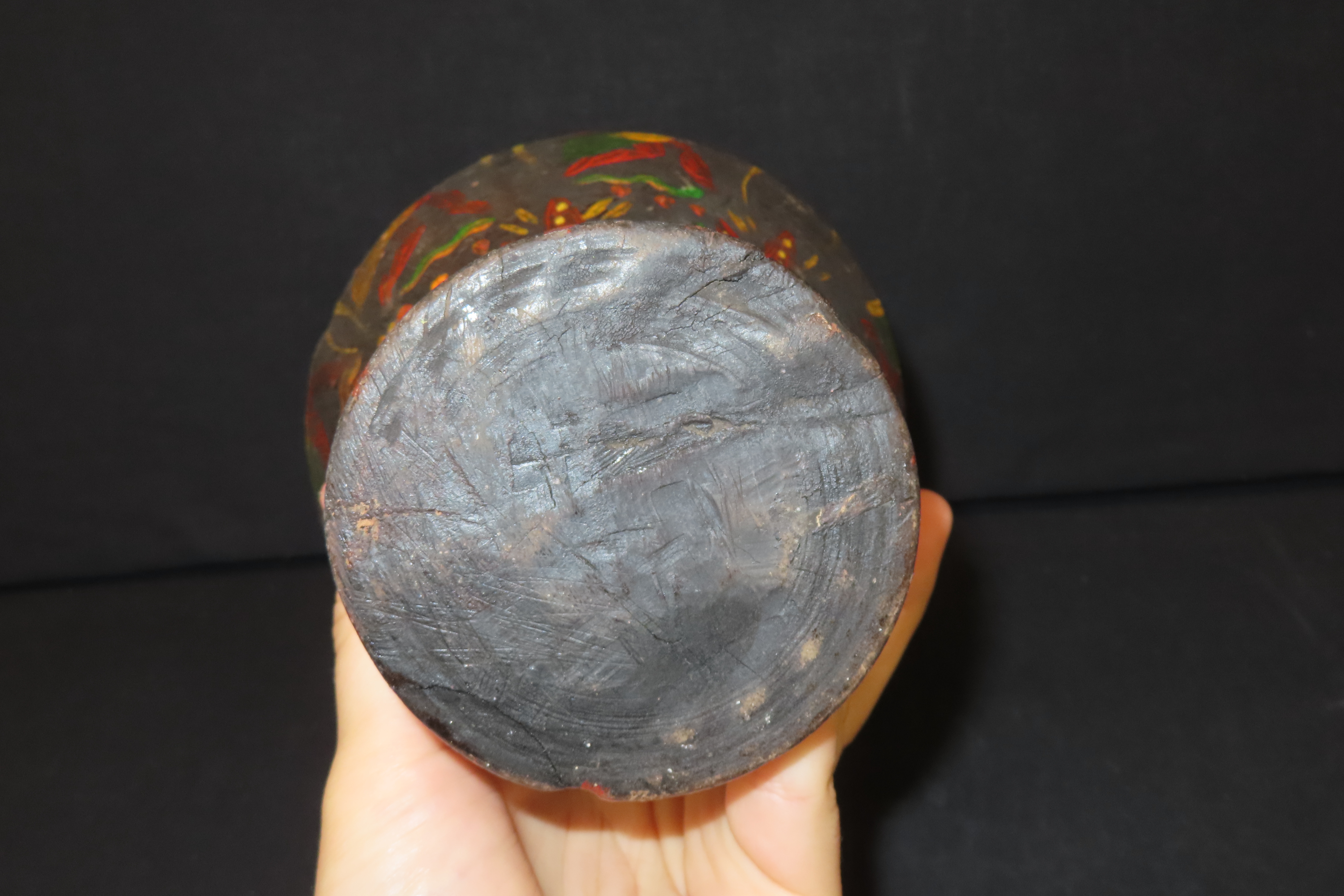 6" x 5 1/4" Peruvian Painted Wooden Cup